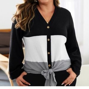 Plus Size Mix Color Casual Blouse